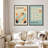 Classical Artwork Geometric Teal Abstract Mid-Century Modern Picture Framed Canvas 2 Pieces Print Wall Art-71660107-71660106