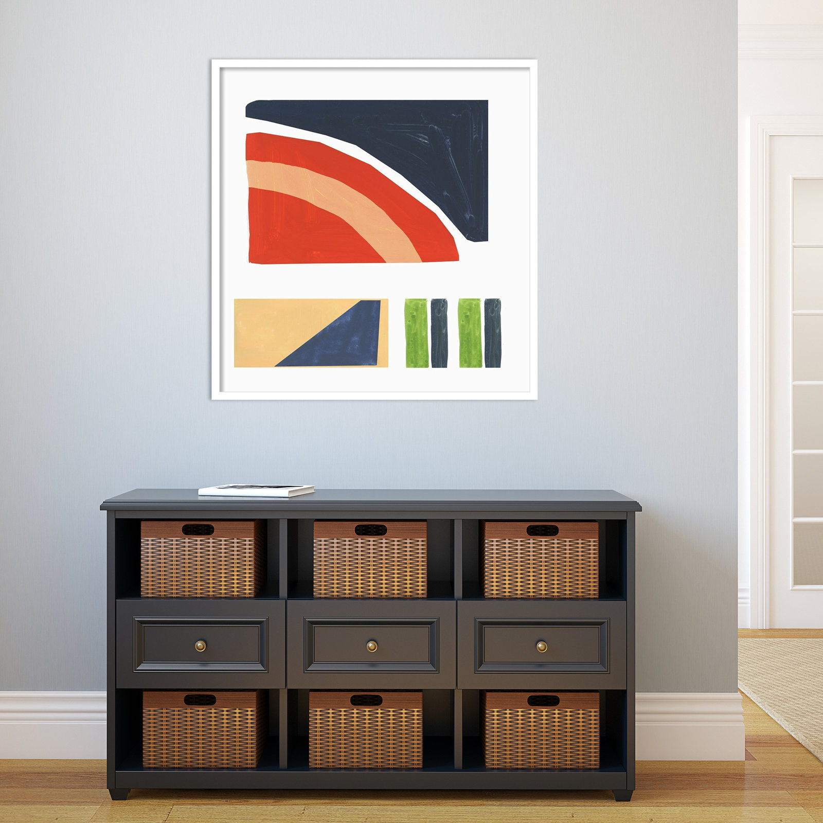 Geometric Games I by Tom Reeves, 33" H x 32" W x 1" D, White