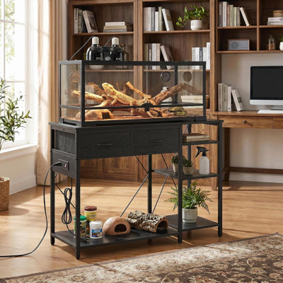 55-75 Gallon Aquarium Stand with Built-in 3 AC Power Outlets, 3-Tier Open Storage, Dual-Tank Design for Fish Tank Accessories