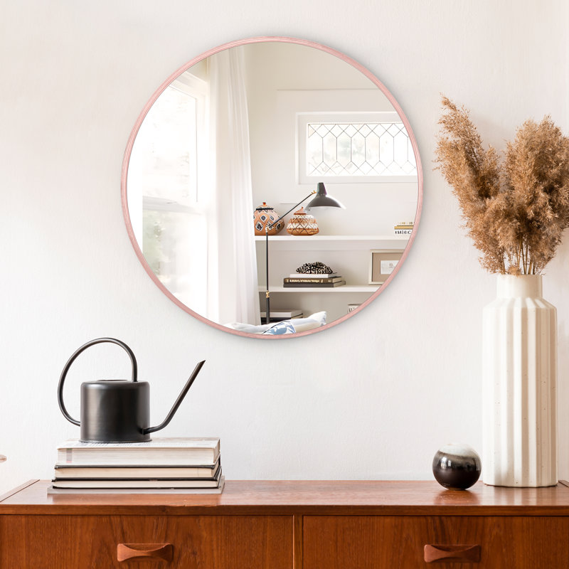 Miroir mural moderne à cadre rond, 30 po x 30 po, Or rose