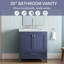Meuble-lavabo autoportant de 30 po avec lavabo, comptoir en marbre d'ingénierie de Carrare avec lavabo rectangulaire encastré en céramique, grande porte de rangement à fermeture en douceur, structure en bois massif-1999919644