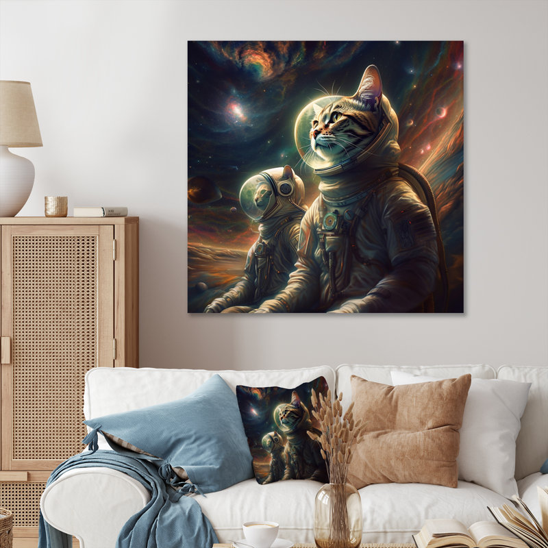 Ohara " Interstellar Space Cat ", 30" H x 30" W x 1" D, Wrapped Canvas
