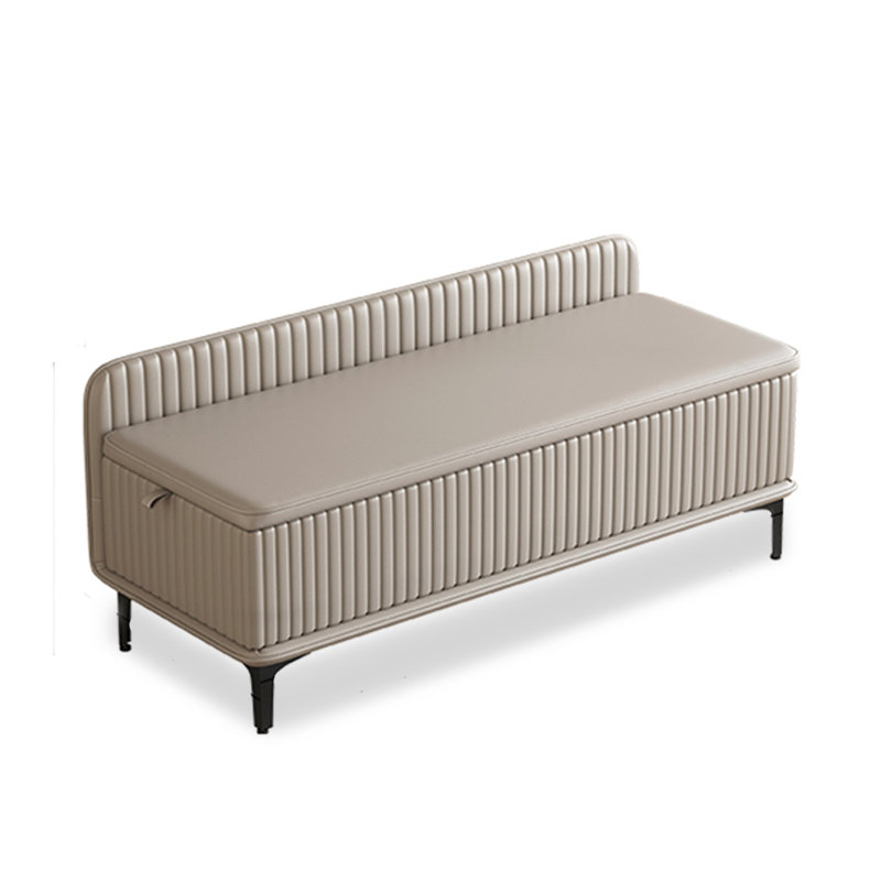 Repose-pieds rembourré en cuir Wave, Beige