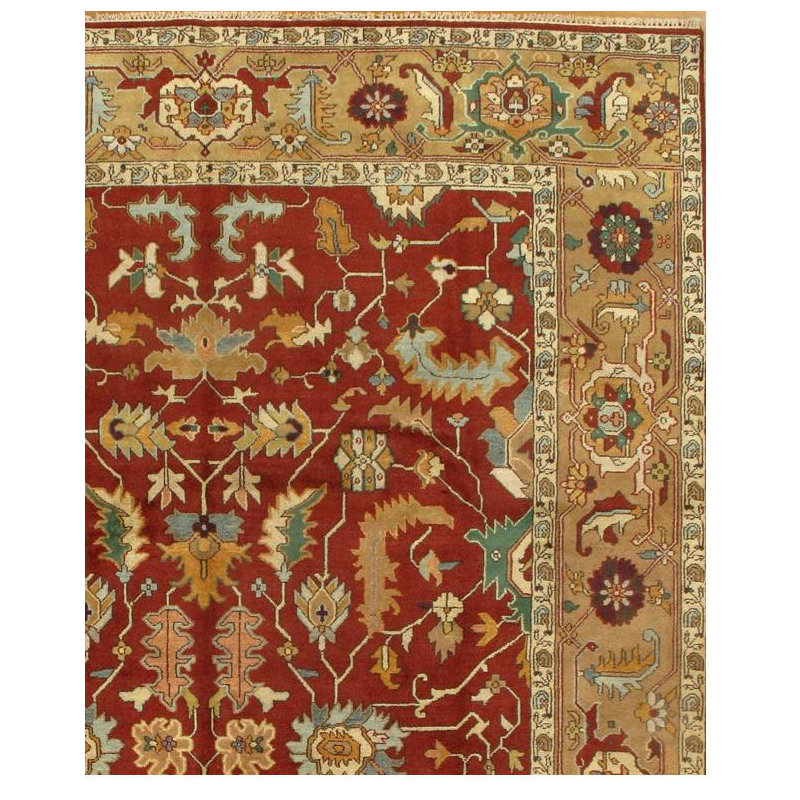 Wool Oriental Area Rug in Red/Beige
