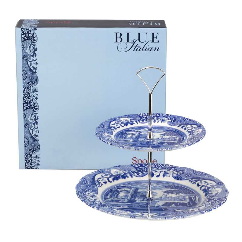 Classic Blue Italian - 2 Tier Cake Stand