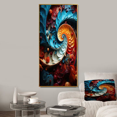 Orange And Blue Fractal Spiral - Abstract Spirals Wall Art