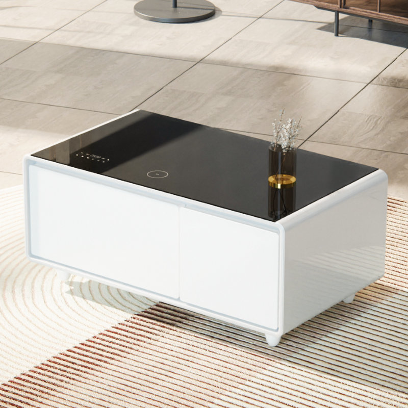 Smart Coffee Table with Fridge, 15W Wireless Charging, Bluetooth Speaker, Perfect for Living Room, Office, or Entertainment Spaces