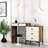 Modern Make-Up Table with Metal Legs, Walnut & Cream Finish, 48.8 x 33.4 x 15.7 inches | 100% Melamine Coated Particle Board, Thickness: 0.7 inches | Stylish Dresser with Plastic Handle, Perfect for Contemporary Spaces-142477364