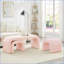 Ensemble de 3 repose-pieds de style moderne en U en U pour salon de chambre à coucher avec repose-pieds supplémentaire de 44 et 18 pouces | Ours en peluche | Rose