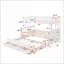 Lit superposé simple au-dessus d'un lit double avec lit gigogne simple 3 tiroirs, aucun sommier requis, blanc