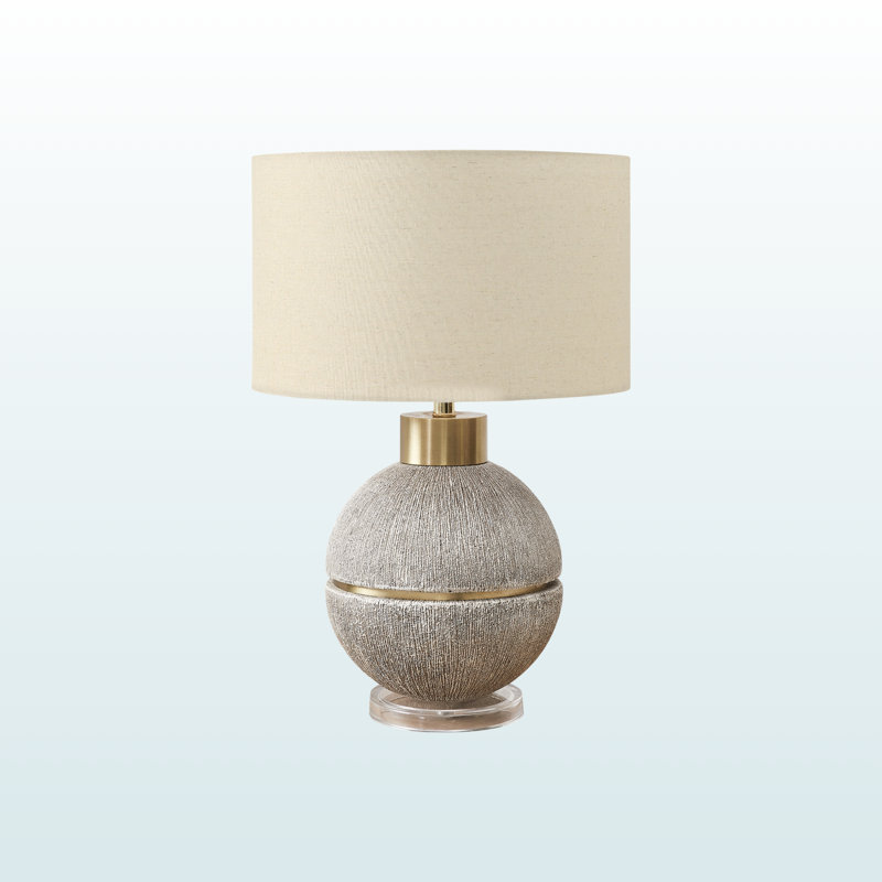Brandy Standard Gold ResinTable Lamp in Brown & Beige Shade, 25.34'' H X 15.82'' W X 15.82'' D