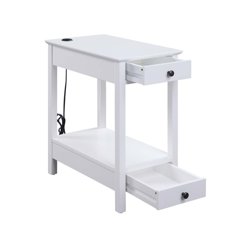 Table d'appoint polyvalente en bois avec USB et plusieurs options de rangement