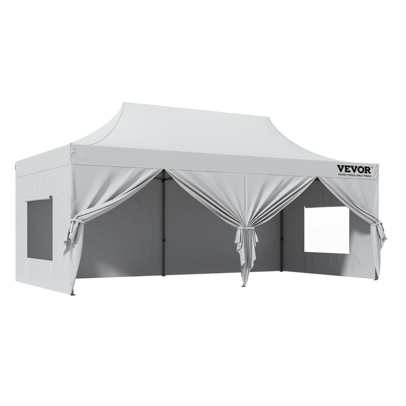 VEVOR 10x20 FT White Pop Up Canopy Tent with Removable Sidewalls