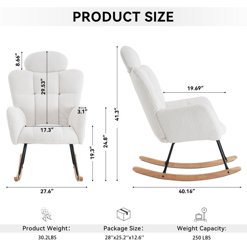 Fauteuil oscillant rembourré en tissu 055-Teddy