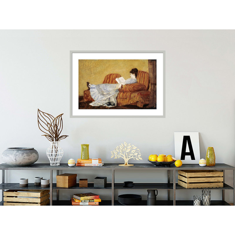 «Young Lady Reading» par Mary Cassatt, impression giclée sur cadre, H 29,23 po x l 41,5 po