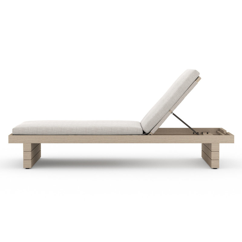 Leroy Outdoor Teak Chaise Lounge, Brown, Stone Gray