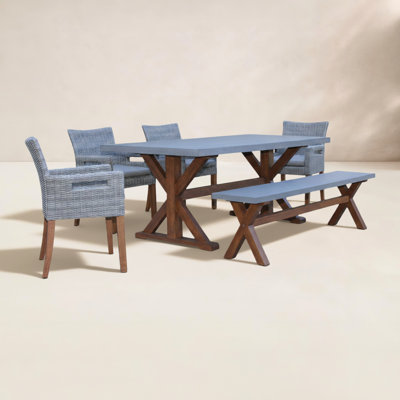 Fleur 74" Eucalyptus Patio Dining Set