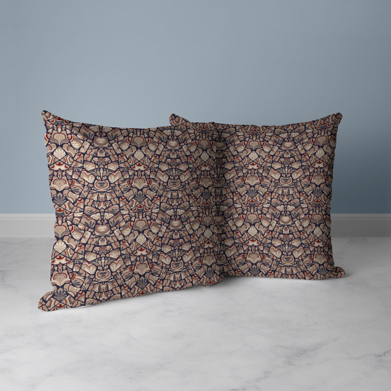 Coussin décoratif intérieur / extérieur Wildflower Lagoon Floral, H 20 po x l 20 po, Gris / orange / multicolore