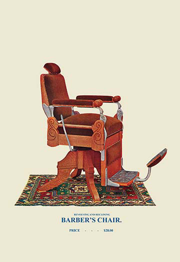 Chaise de barber #53, impression, H 36 po x l 24 po x P 1,5 po