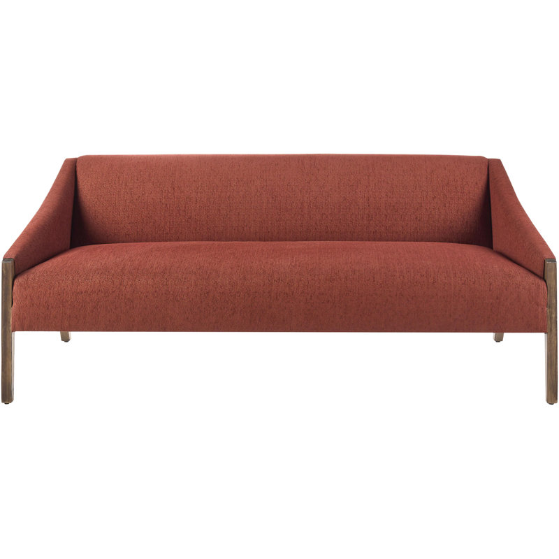 Kensyn Modern Sofa, Burnt Red 100% Polyester, 32" H x 50" W x 29" D