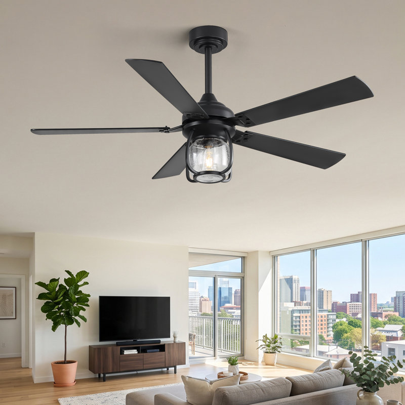 Ventilateur de plafond 52 po avec lumière et télécommande, moteur CC réversible silencieux, lumière DEL 3 couleurs, intérieur extérieur couvert