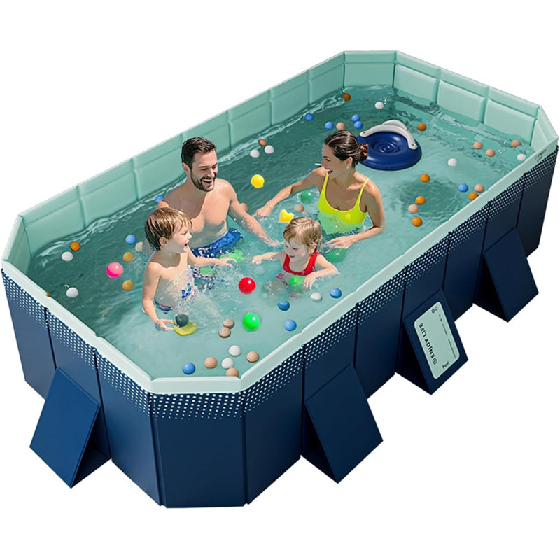Piscine pliable non gonflable avec matériau en PVC durable pour la famille, piscine extérieure facile à installer