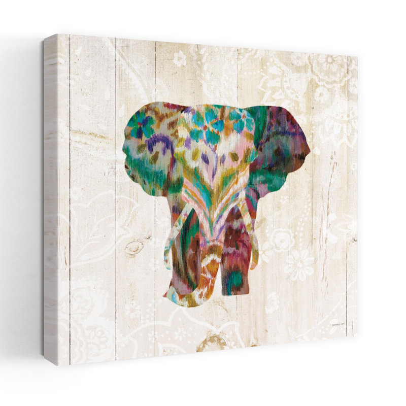 Art bohémien, motif boho cachemire avec animaux d'Afrique, H 18 po x l 18 po