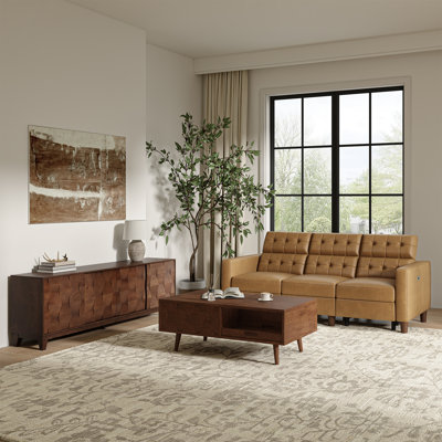 Ensemble de salon 3 pièces Kriner Mid-Century Modern avec canapé, table basse et meuble télé