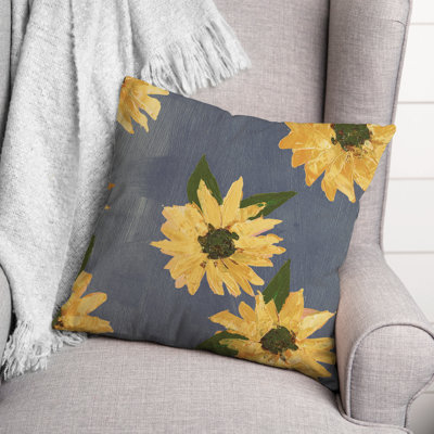 Painted Sunflower 9 Outdoor Square Pillow Cover & Insert