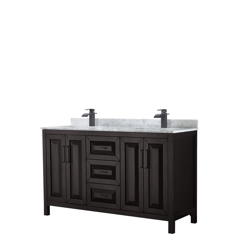 Daria 60'' W Double Vanity, Dark Espresso, Matte Black