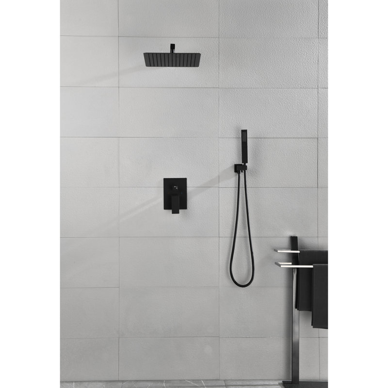 12" Wall Mounted Shower Head - Natural Rainfall Experience, Clog Outlet, And Brass Body For Mount , Easy Clean, Black