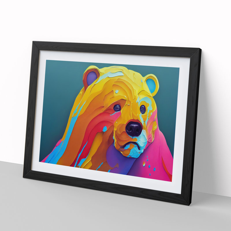 Bear Paint Splash Vol.4 - Framed Print, 34cm H x 46cm W x 2cm D, Black