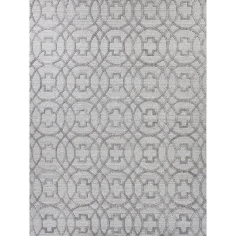 Windsor Geometric Area Rug in Light Silver, Rectangle 6' x 9'