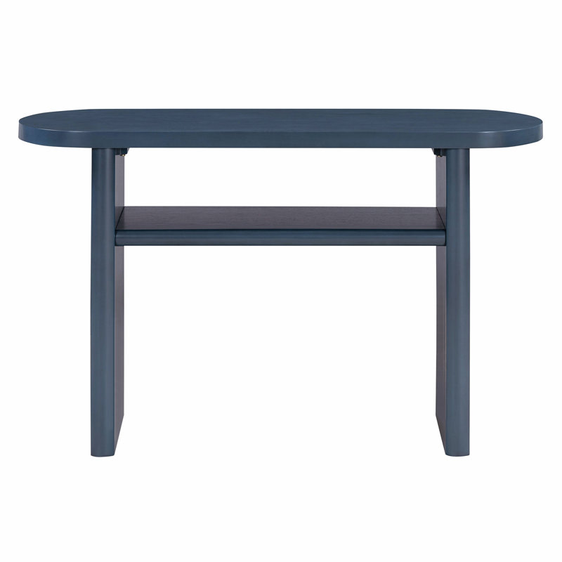 Elegant Minimalist Console Table with Rounded Edges, Navy