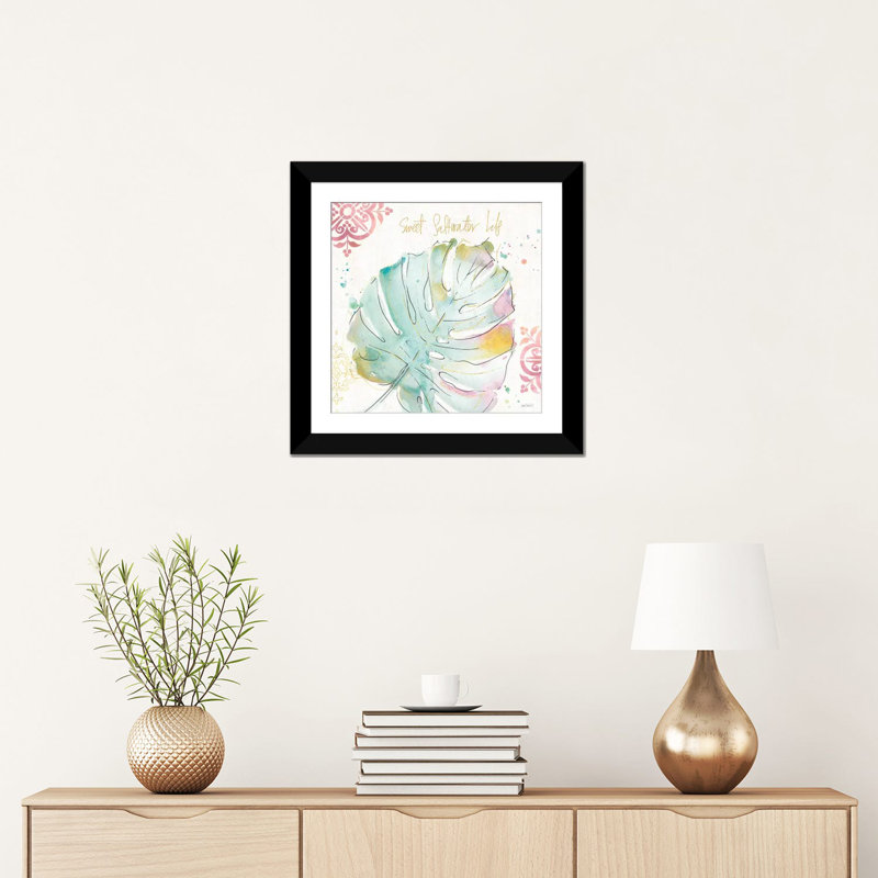 «Palm Passion IV», reproduction d'art sur toile tendue, Papier d'art encadré noir, H 16 po x l 16 po x P 1 po, Blanc