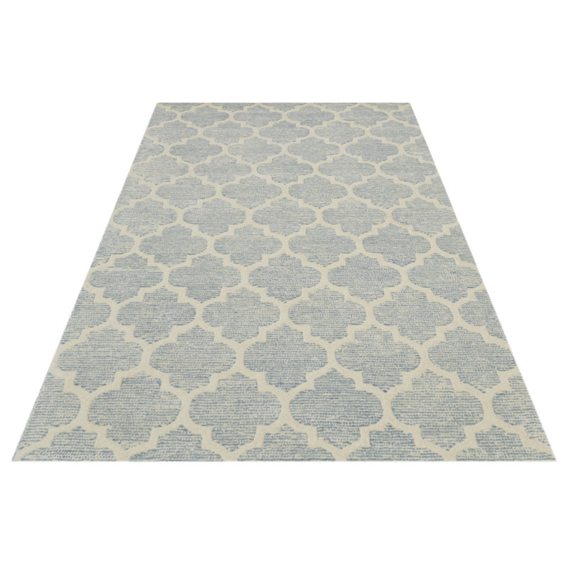 Geometric Wool Hand Woven Area Rug, Rectangle 152 x 244cm
