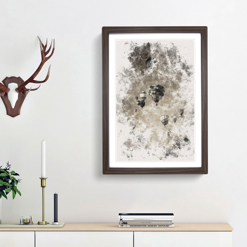 Taking a Hot Air Balloon Ride - Picture Frame Graphic Art, Walnut Framed, 63cm H x 45cm W x 2cm D