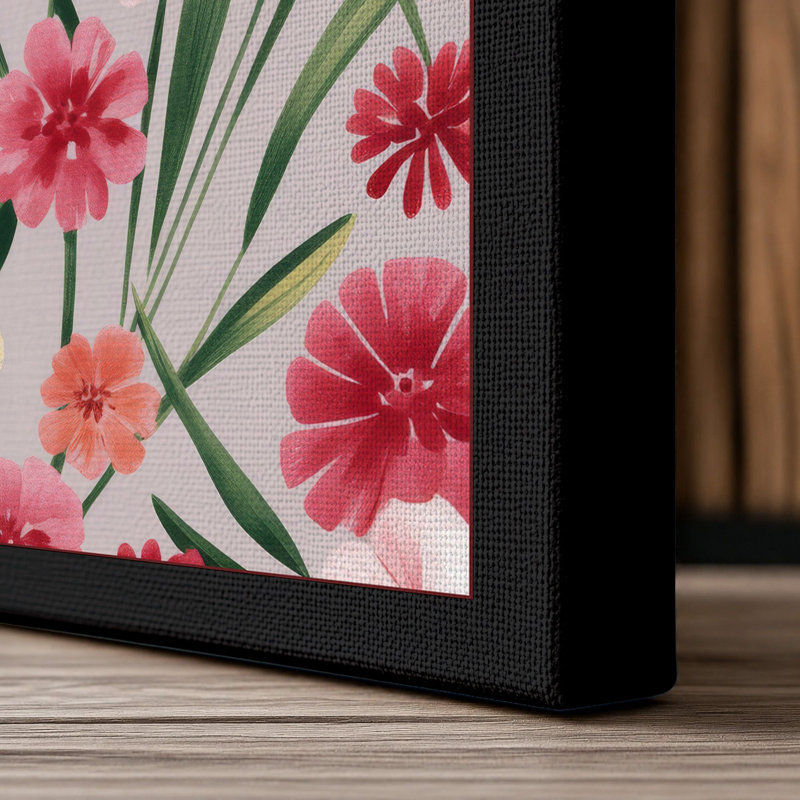 Crimson Carnation Bloom Botanical - Wrapped Canvas, 18x12 - 45.7 x 30.5 cm, Black Border