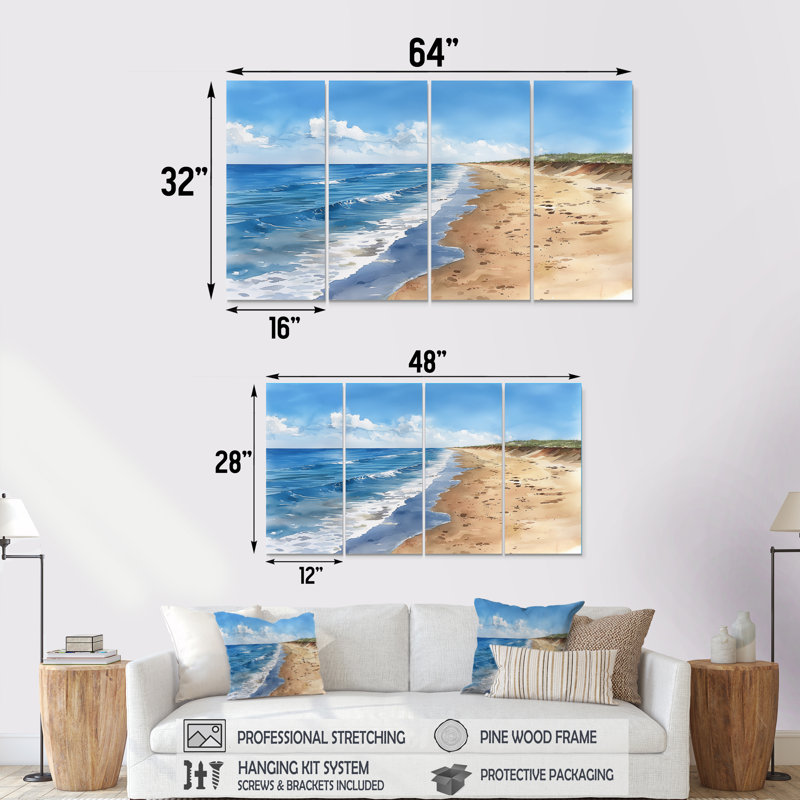 Italian Beachside Shores - Ensemble de décoration murale plage, H 32 po x l 64 po