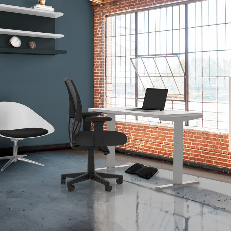 Skyscraper Electric Height Adjustable Standing Desk, Dual Motor and Digital Control with Memory, 48x30, White Top with Brushed Silver Frame