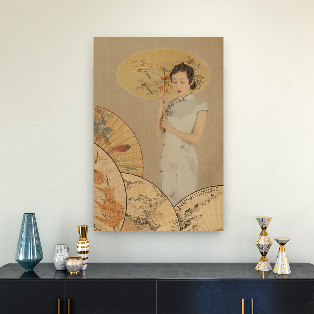Serene Cheongsam Portrait Classic Delicate Elegant Portrait Wall Art Print