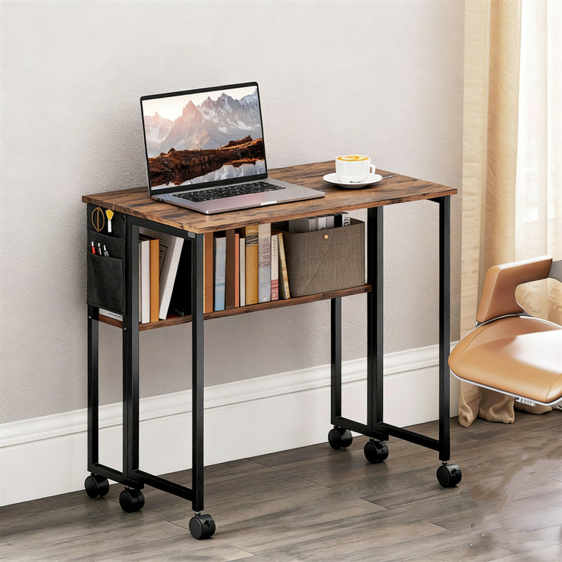 Metal Base Computer Desk, Brown