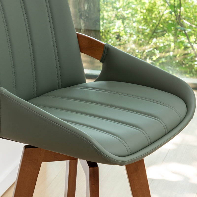 Swivel Upholstered Counter Stool, Green, Counter Stool (66.8cm Seat Height)