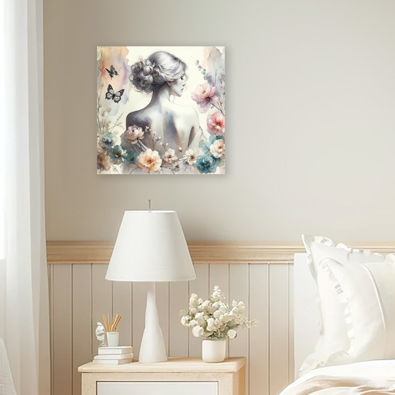 «Woman with Floral Surround», reproduction sur toile tendue, H 20 po x l 20 po x P 1,5 po