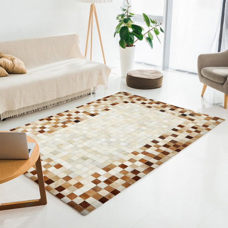 Tapis en peau de vache beige clair, Tapis de couloir 6 pi 3 po x 13 pi 6 po