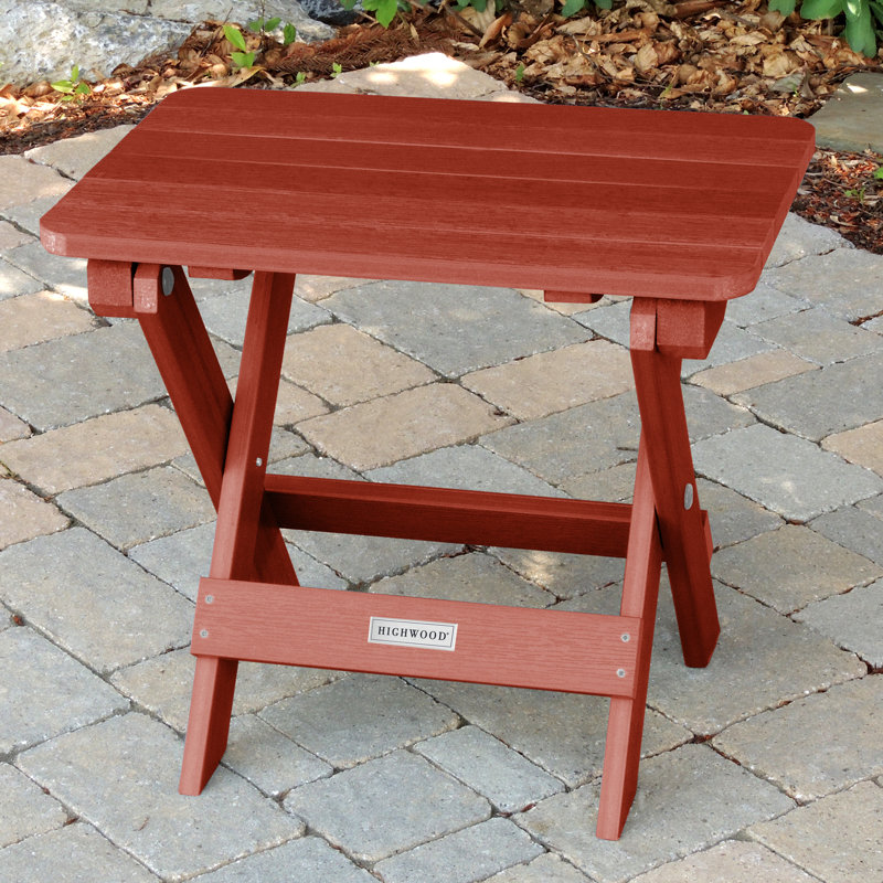 Chaise Adirondack pliante en plastique / résine avec repose-pieds / table Anette, Rouge rustique