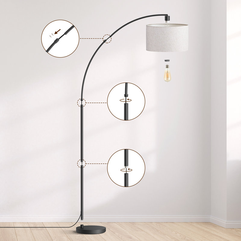 Pantin 78.4" Arched Floor Lamp, Black