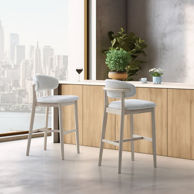 30" Bar Stools Set of 2, Upholstered Bar Height Stool, Cherry Color