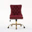 Chaise de bureau A&A Furniture, chaise de bureau moderne rembourrée en velours capitonnée avec base en métal doré, chaise de bureau pivotante réglable (rouge vin), SW1923WR-130473543-130473542