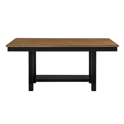 Modern Rectangular Dining Table, 2 - Tone Finish Black & Brown, Seats 6, Trestle Base Storage Feature, Wood For Room Contemporary Style And Brown Fini